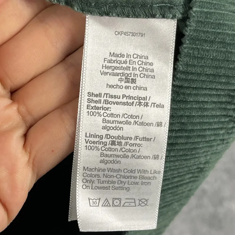 Madewell Corduroy Aidy Dress Womens 10 Green Square Neck Tiered Babydoll Holiday - Picture 5 of 14